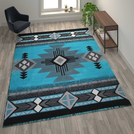 Flash Furniture 8x10 Turquoise Rustic Southwest Style Area Rug ACD-RGC318-810-TQ-GG